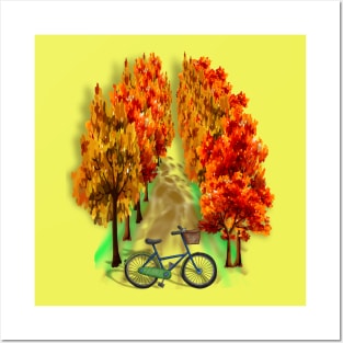 Bicycle on Autumn Posters and Art